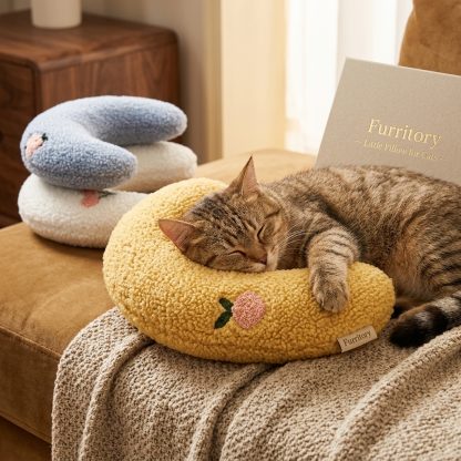 Cozy U-Shaped Cat & Small Dog Pillow Bed – Washable Plush