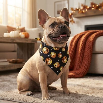 Halloween Dog Bandana – Skull Print Pet Scarf